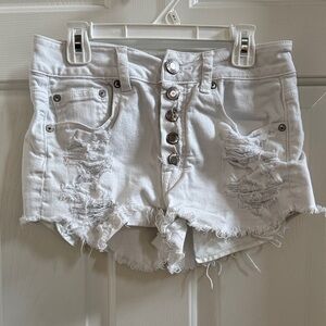 American Eagle Distressed White Denim Shorts
